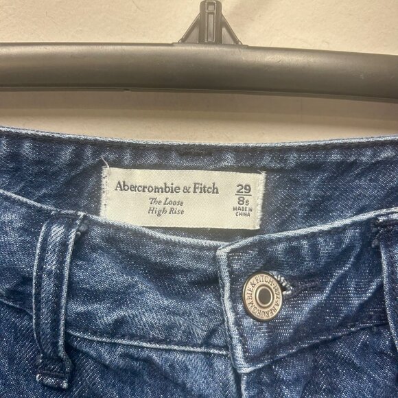 Abercrombie & Fitch Curve Love The Loose High Rise dark wash jeans 29 or 8 short - Picture 2 of 11